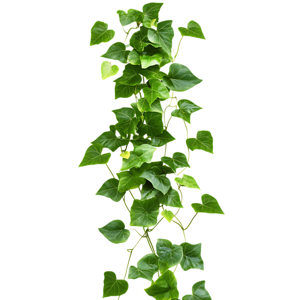 Vertical Ivy Vine with Lush Green Leaves Against Transparent Background png