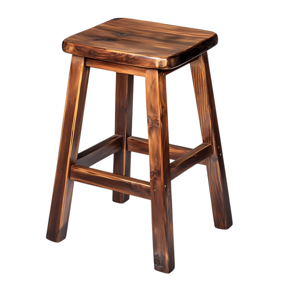 Rustic Wooden Bar Stool, A Classic Design Against Transparent Background png