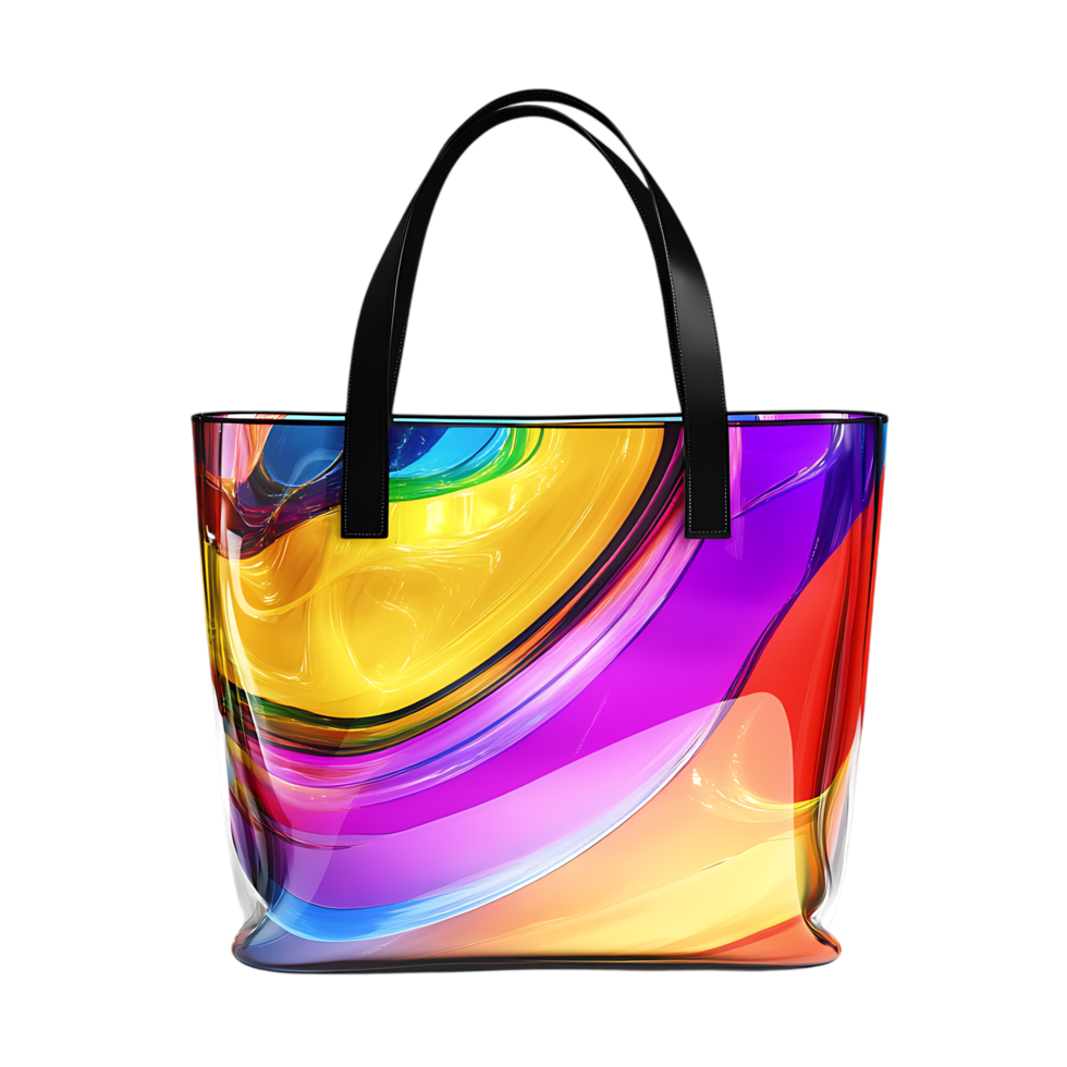 Transparent Tote Bag with Black Handles Against Transparent Background png