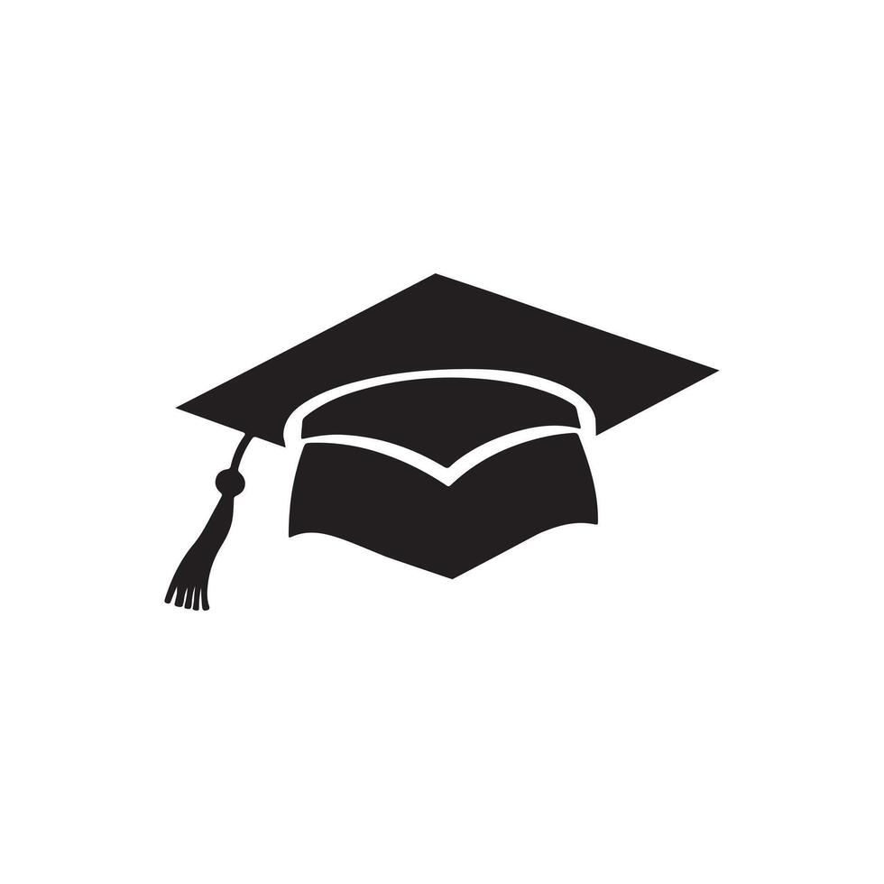 graduation cap icon silhouette vector