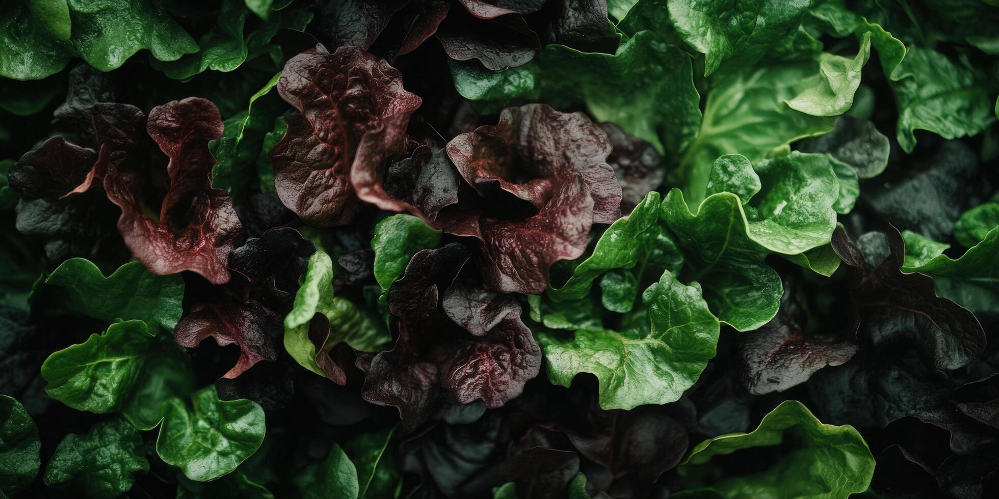 Close Up Of Mixed Greens With Water Droplets photo