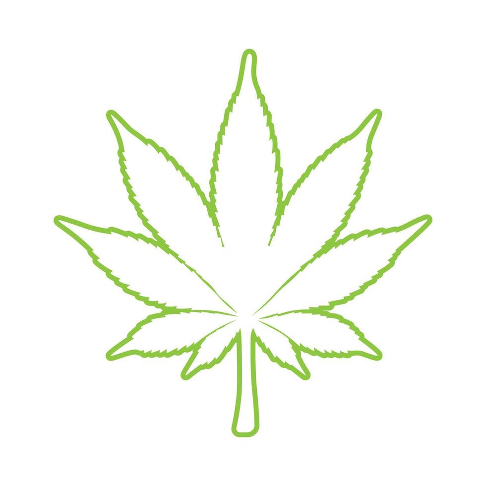 Outline Light Green Cannabis Leaf on White Background vector