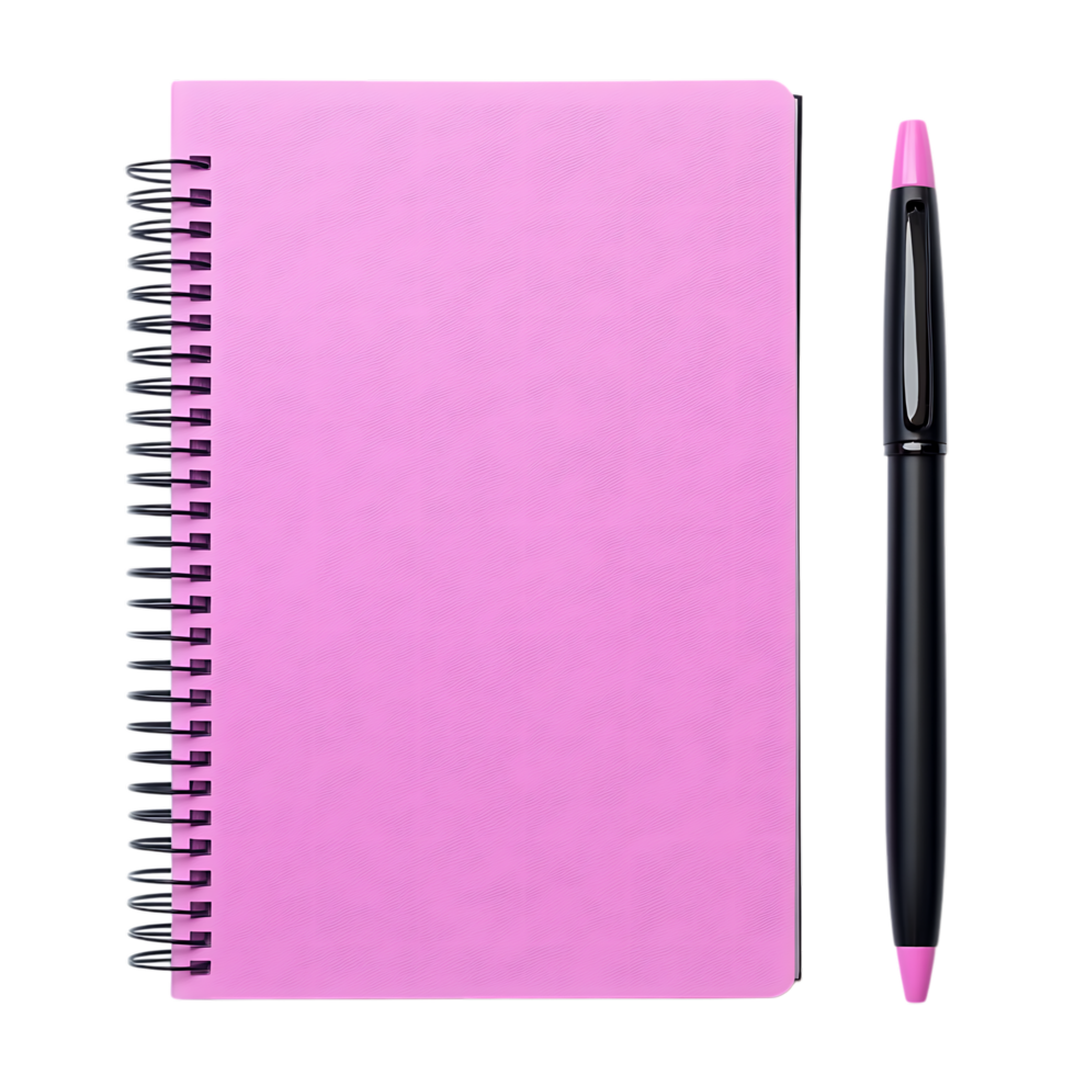 Pink Spiral Notebook and Pen A Blank Canvas for Ideas Against Transparent Background png
