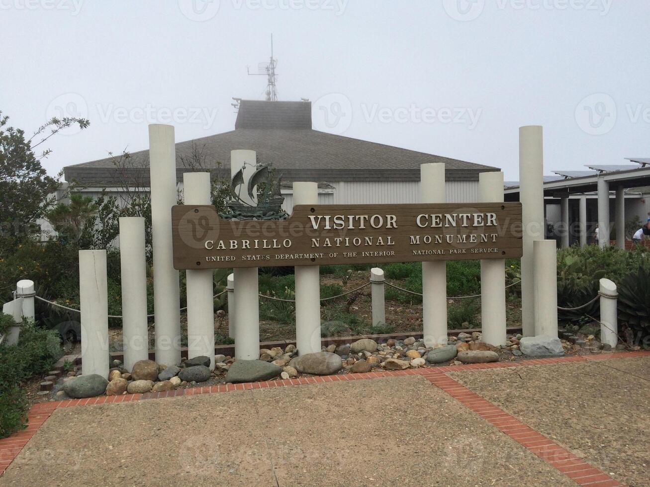 Cabrillo National Monument Visitor Center on a Foggy Day photo