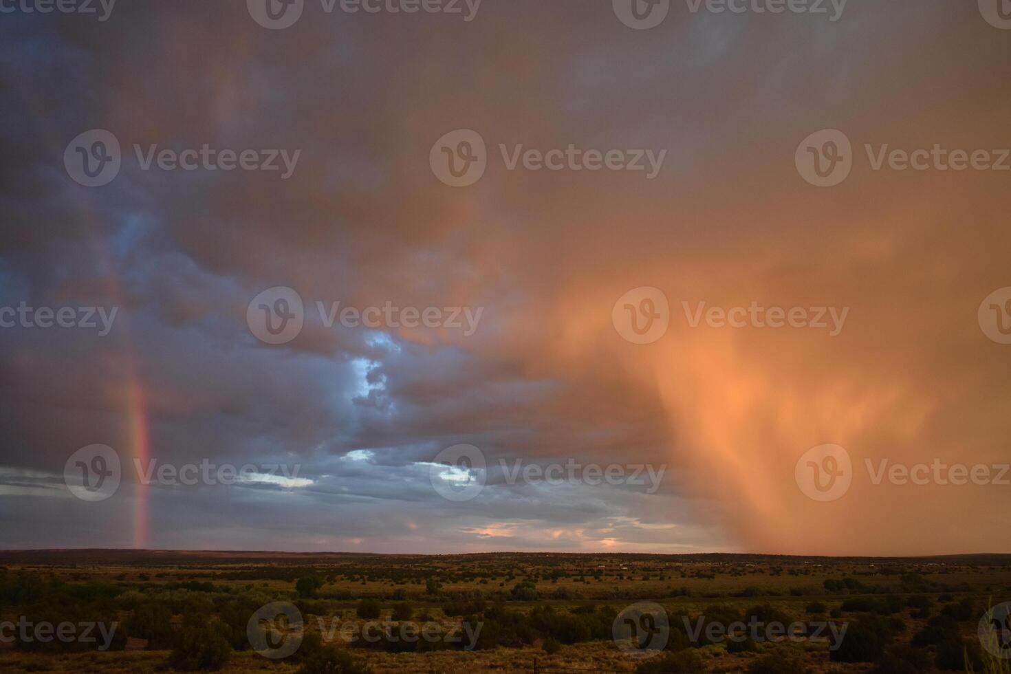 Thunderstorm at Sunset with Rainbow, Extreme Weather near Holbrook, Arizona photo