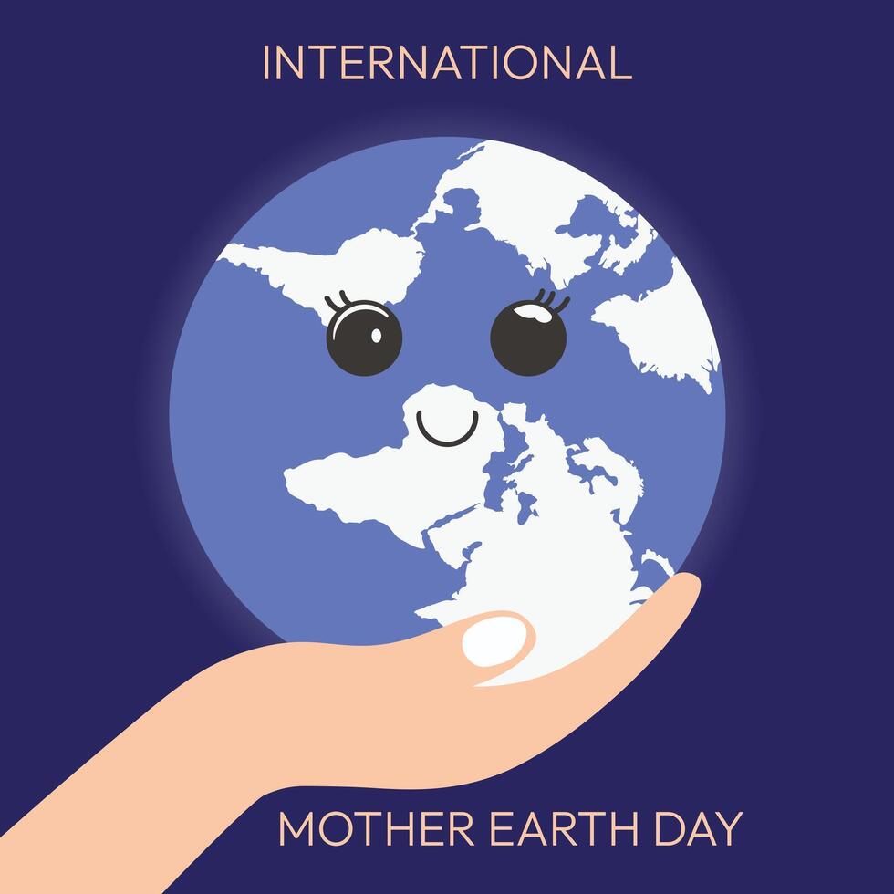International mother earth day illustration of human hands holding earth globe. vector