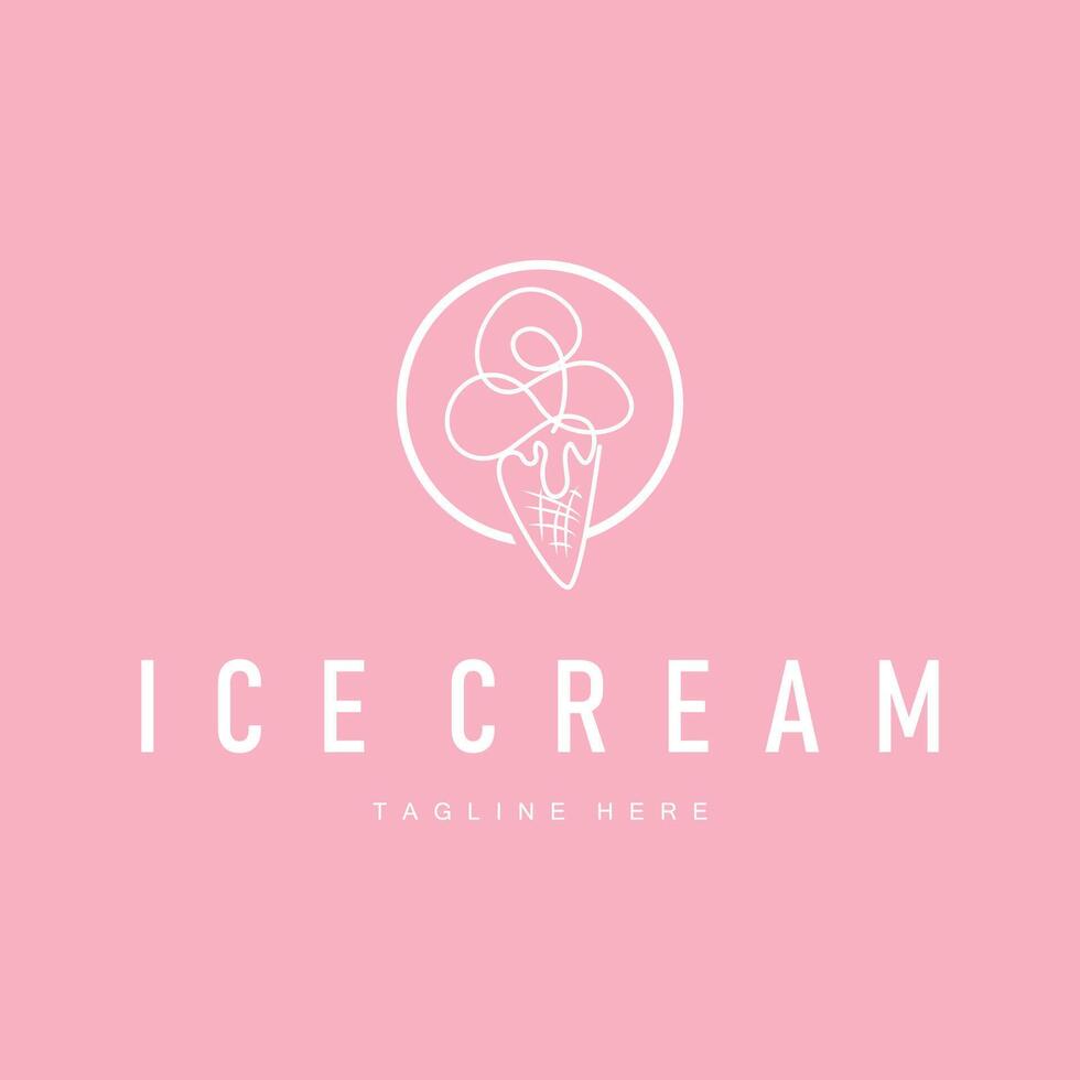 simple ice cream logo design of cold food template with minimalist line concept ice cream vector