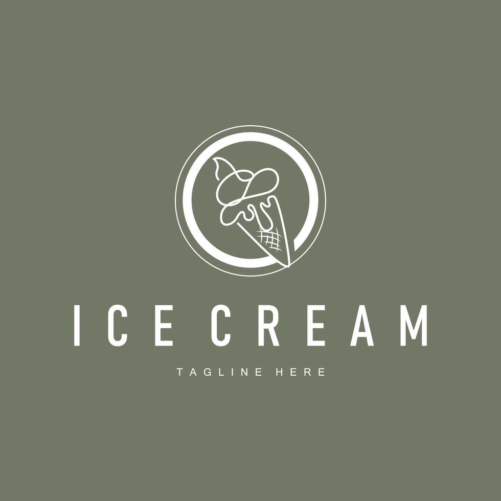 simple ice cream logo design illustration of cold food template minimalist line concept ice cream vector