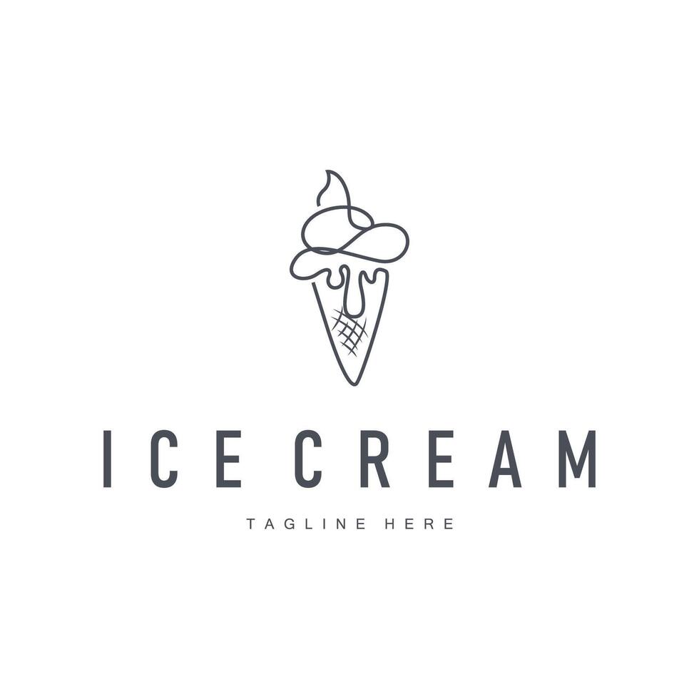 simple ice cream logo design cold food template with minimalist line concept ice cream vector