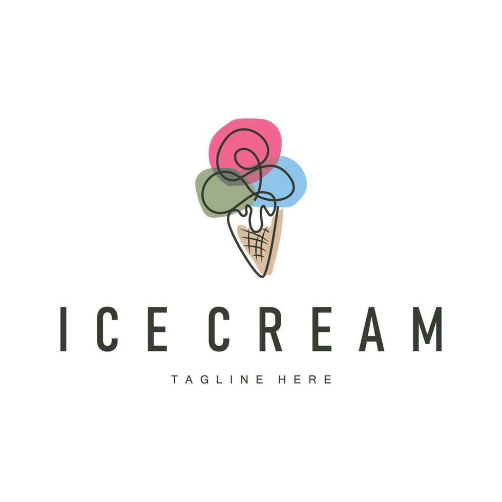 simple ice cream logo illustration of cold food template with minimalist line concept ice cream vector