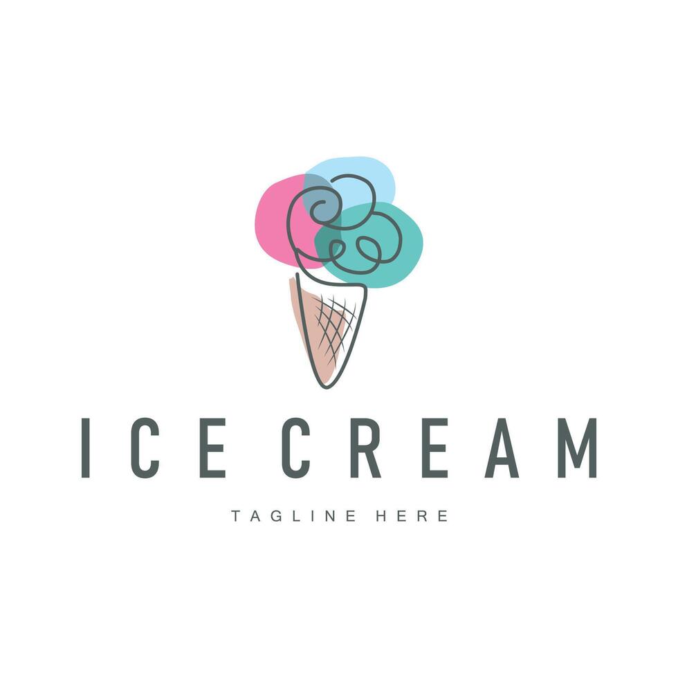 ice cream logo of cold food template with minimalist line concept ice cream vector