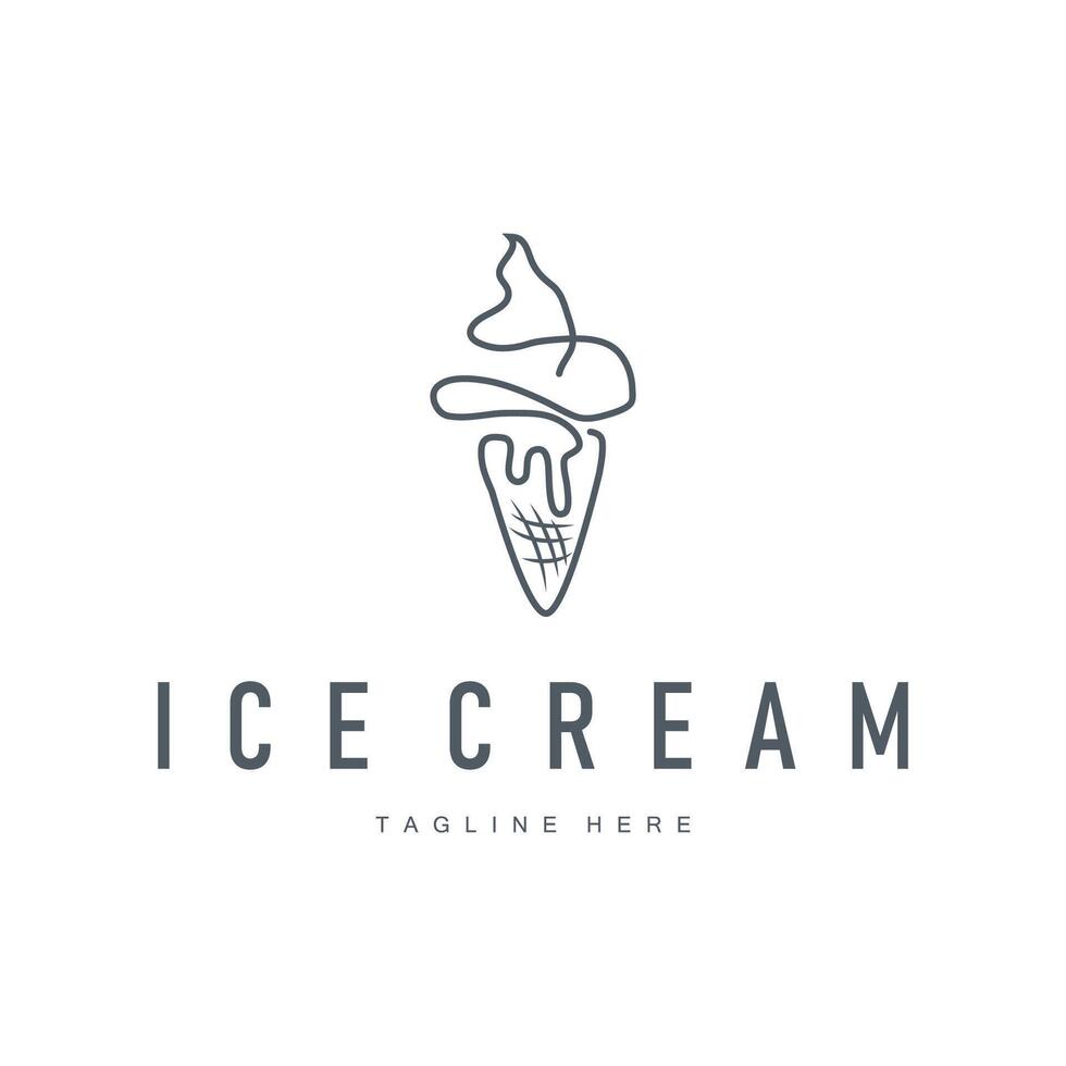 ice cream logo design illustration of cold food template with minimalist line concept ice cream vector