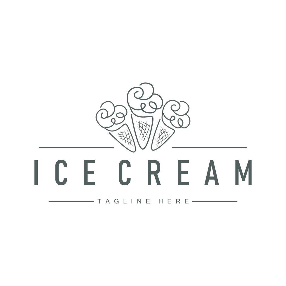 simple ice cream logo of cold food template with minimalist line concept ice cream vector