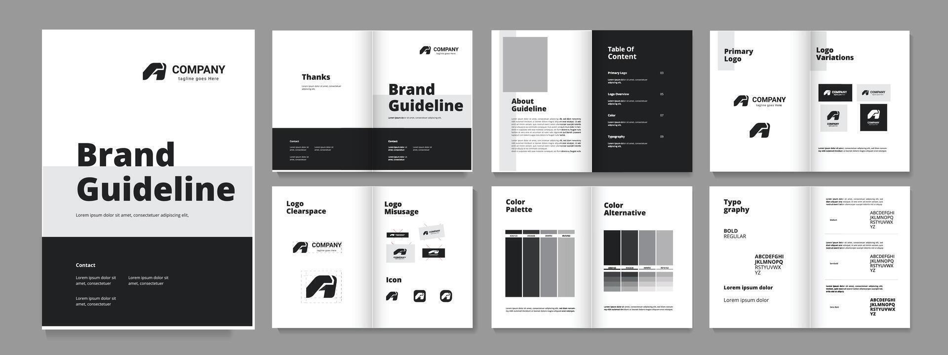 Brand Guideline Template, A4 logo guideline layout brand guidelines presentation template vector