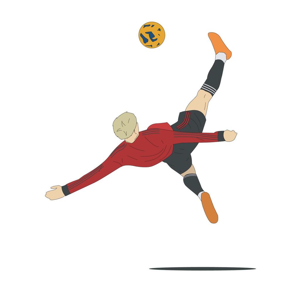 Bycicle kick soccer player vector