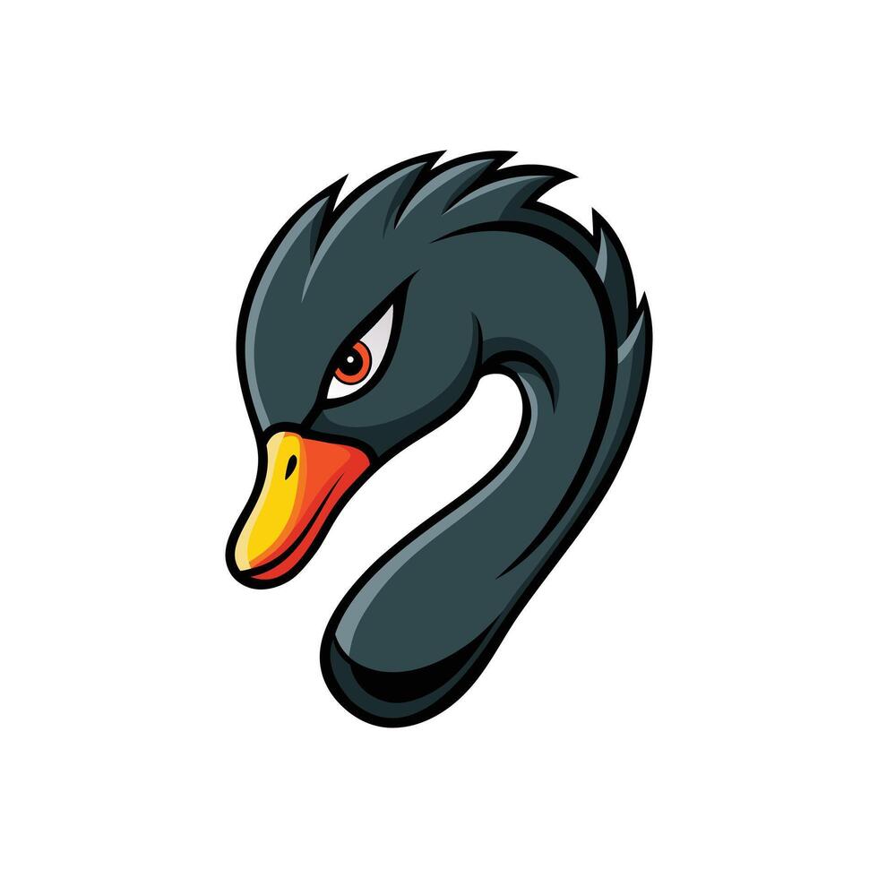 Fierce Black Swan A Bold and Minimalist Cartoon Illustration vector