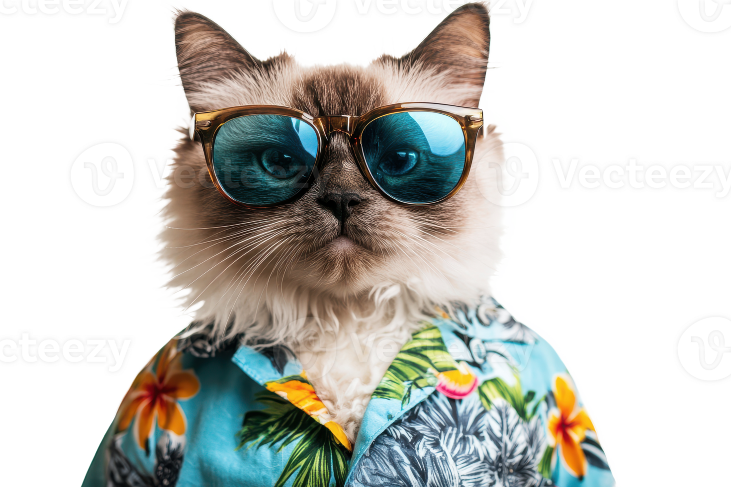 Cat wearing sunglasses image, showcasing pet fashion, summer vibes, and cool feline png