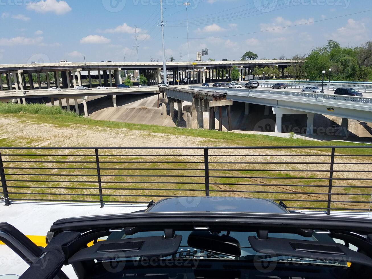 Interchange in Houston, View from Vehicle with Top Down in Spring photo