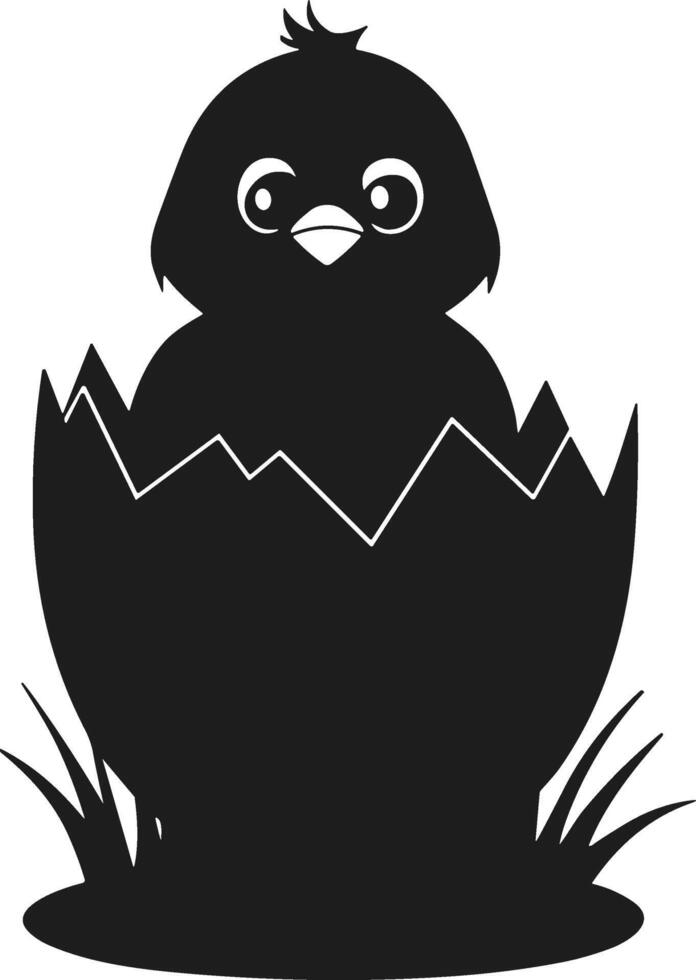 Cute Easter Chick Hatching from Egg Silhouette Illustration for Spring and Farm Designs vector