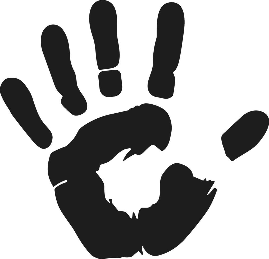 Holi Festival Handprint Silhouette - Black Grunge Palm Print for Festive Design vector
