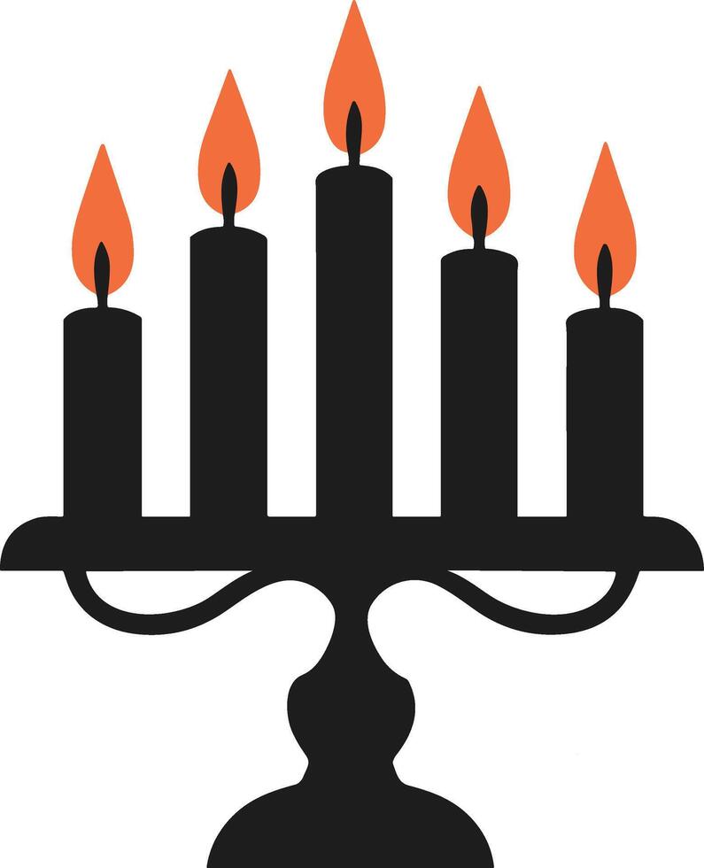 Elegant Candelabrum with Burning Candles - Silhouette vector
