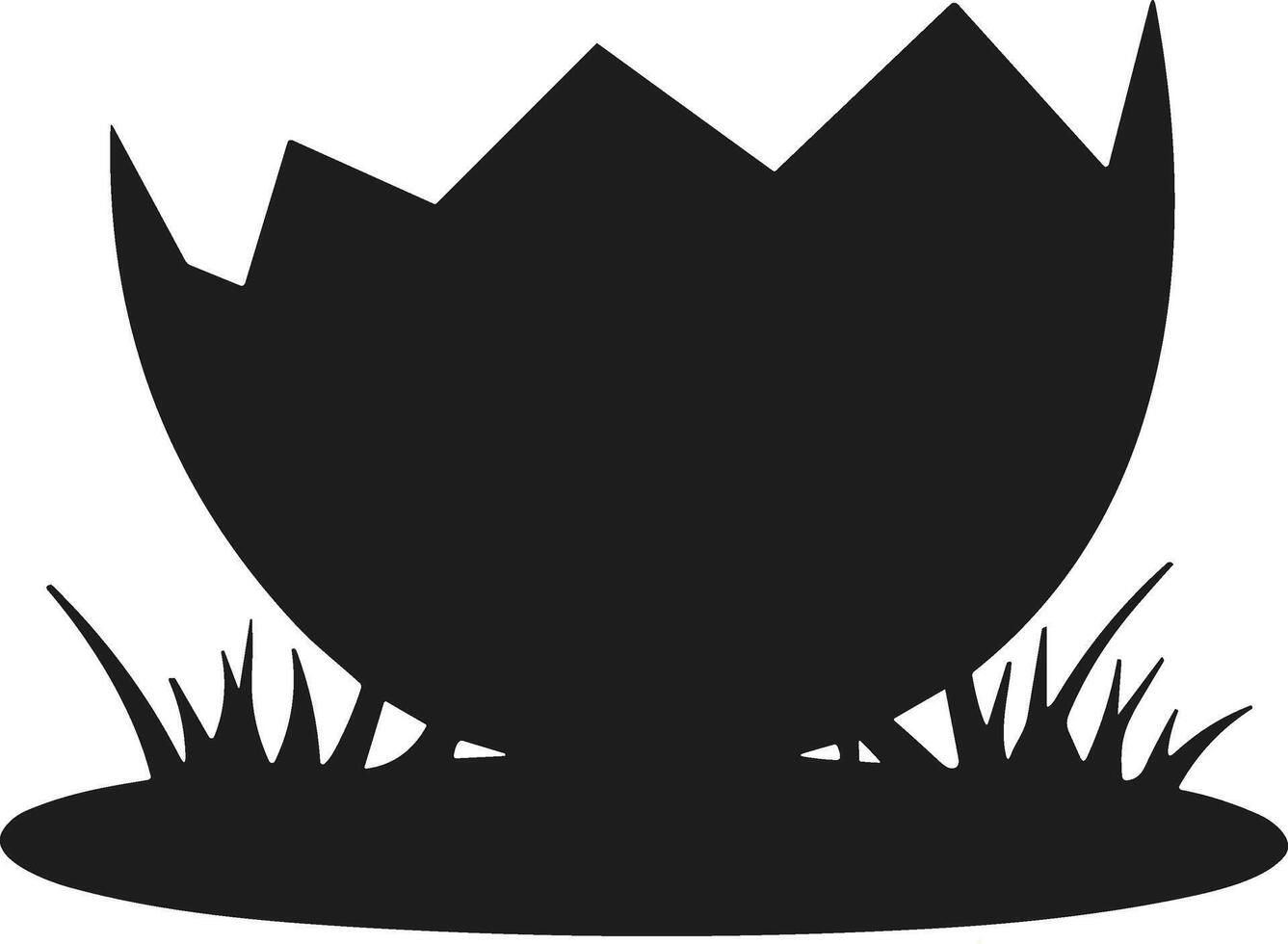 Cracked Eggshell Silhouette - Broken Egg on Grass vector
