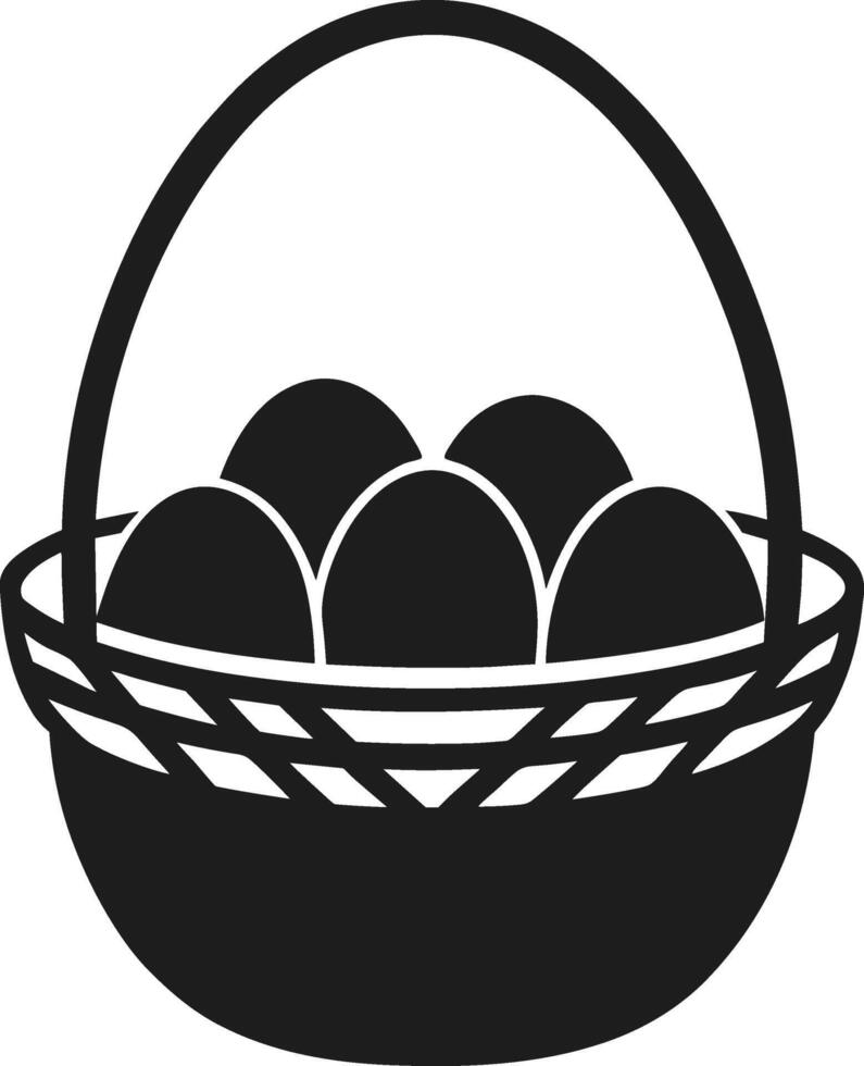Basket with Eggs Silhouette - Easter and Farm vector