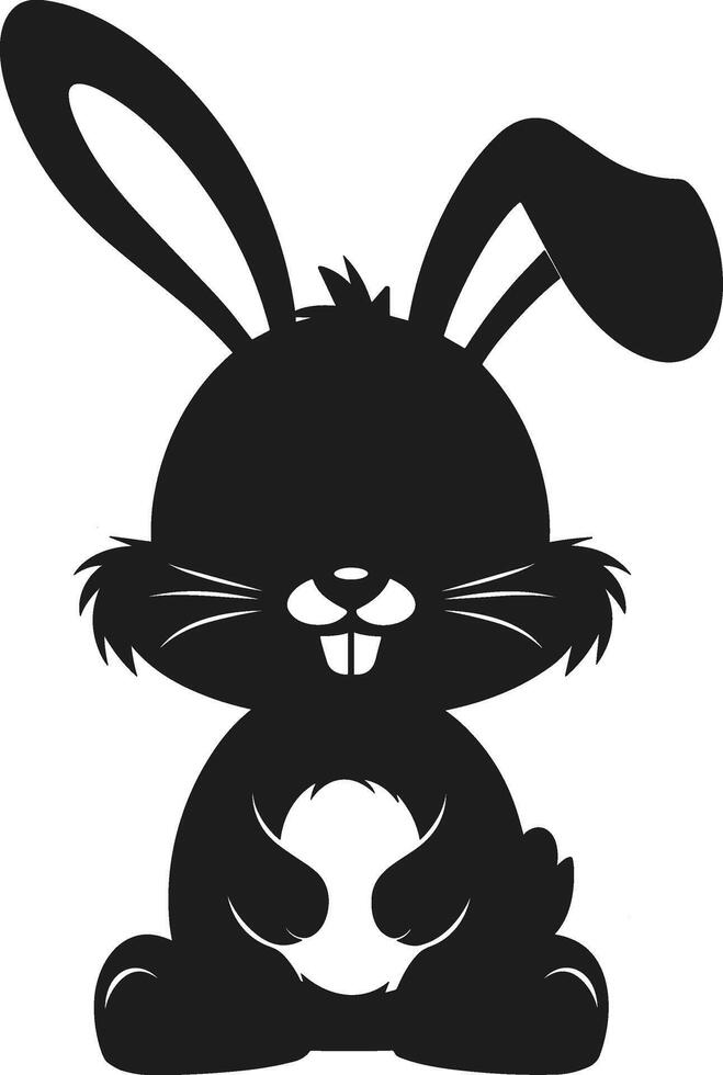 Cute Easter Bunny Holding Egg - Black Silhouette Illustration vector