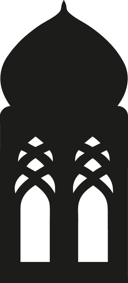 Islamic Minaret Silhouette with Ornate Arches - Illustration vector