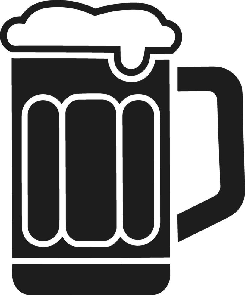 Beer Mug Silhouette Illustration - Foamy Beverage Icon vector