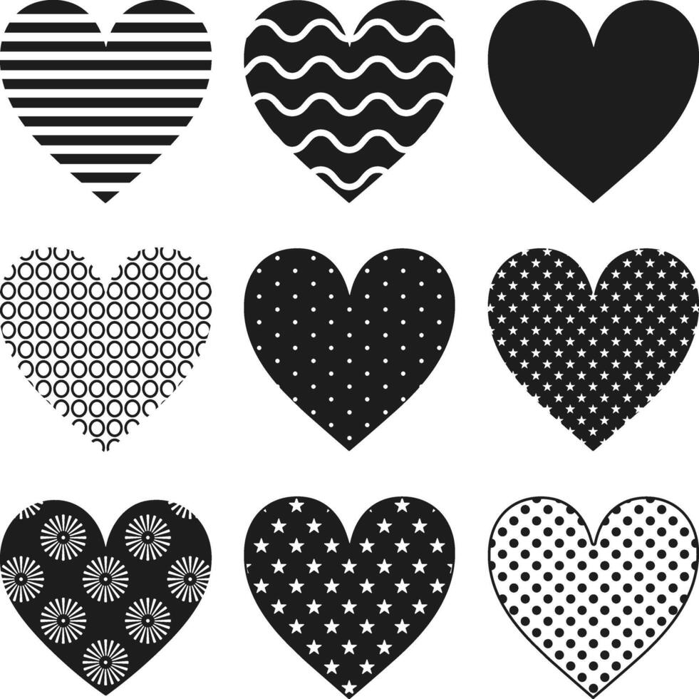 Heart Shape Collection - Silhouette Set vector