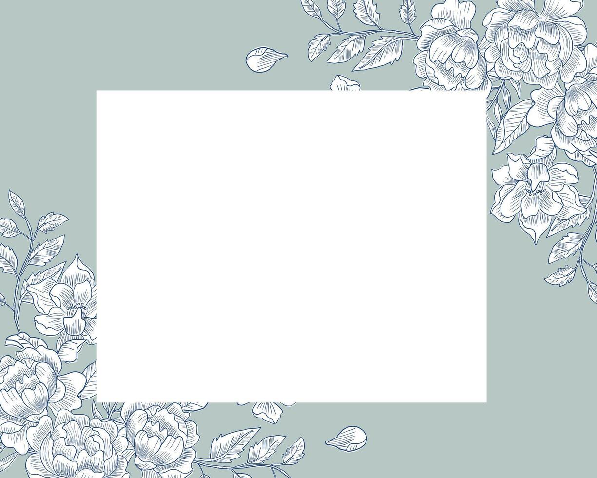 Hand Drawn Rose Flower and Leaves Line Art Border vector