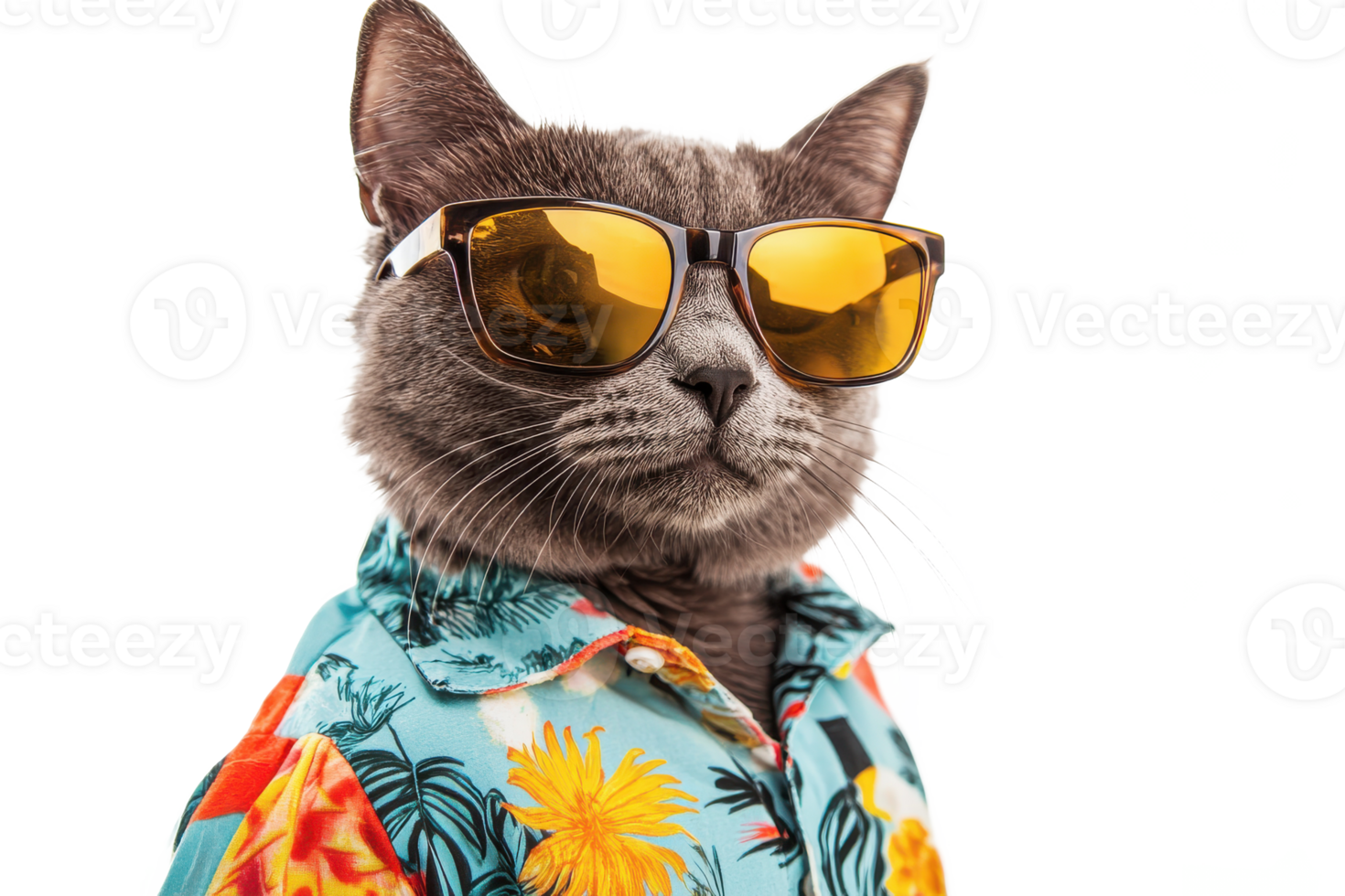 Cat wearing sunglasses image, showcasing pet fashion, summer vibes, png