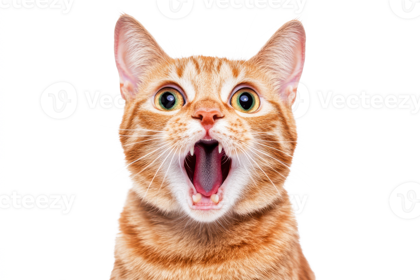 cat image, showcasing open mouth, wide eyes, and feline expression details. png