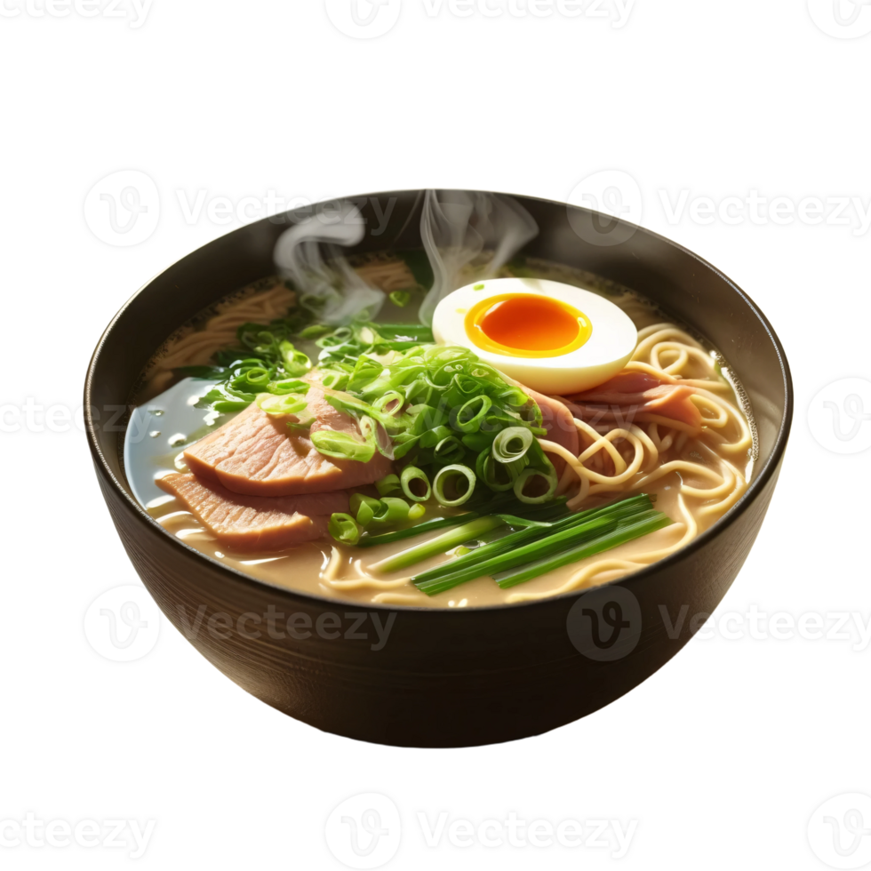 A bowl of ramen with an egg in it png