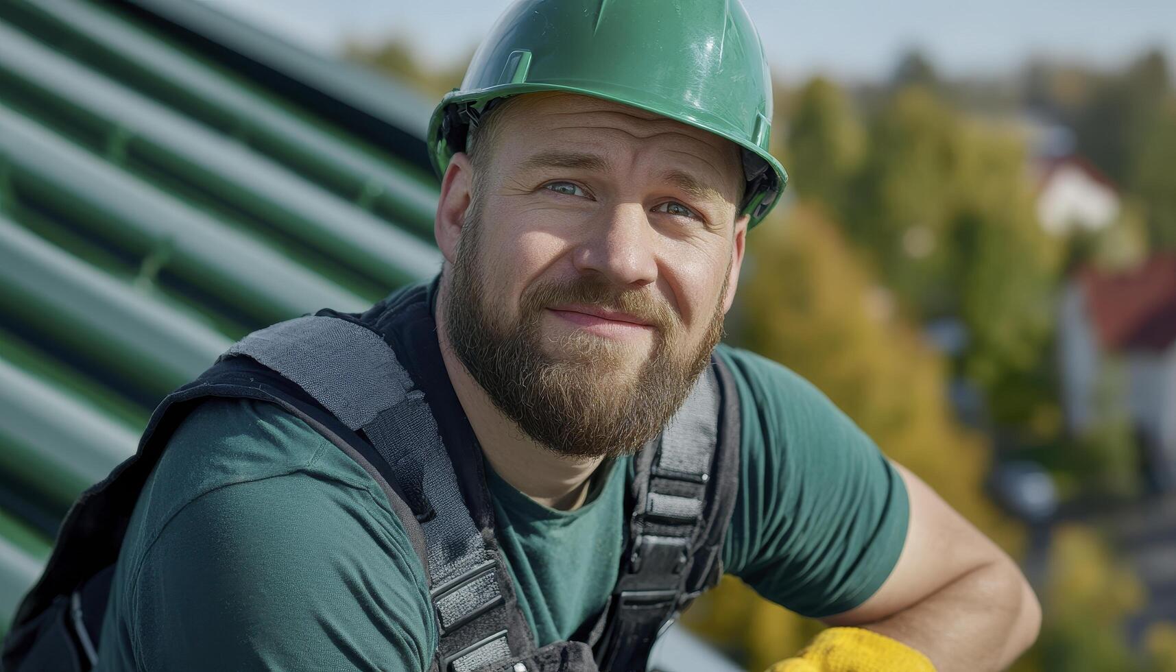 Sweating Construction Worker Portrait photo