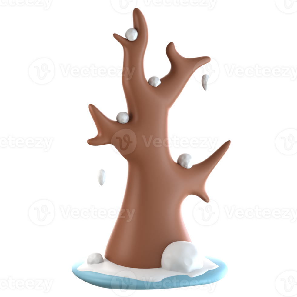 A brown tree with snow on it png