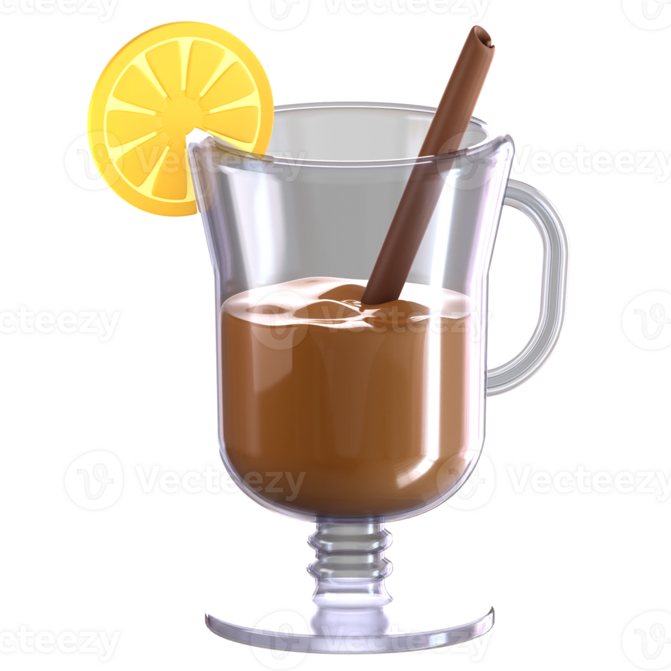 Hot chocolate with lemon slice png