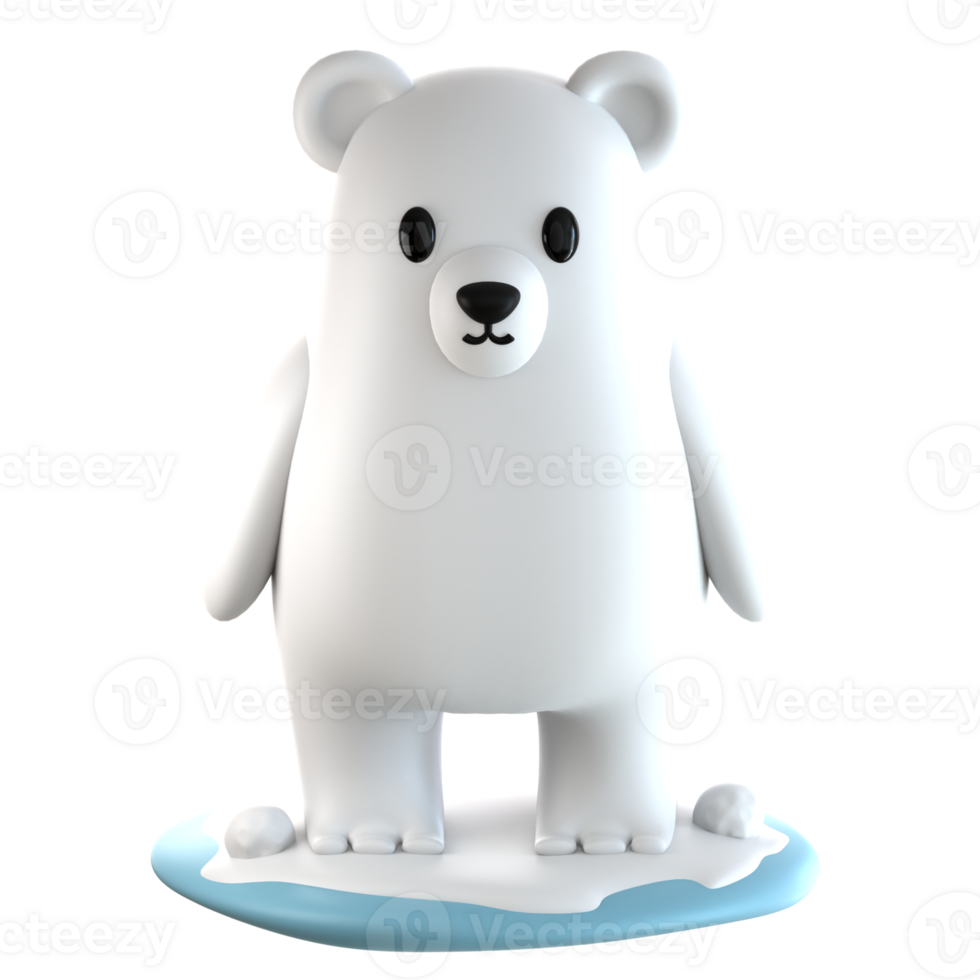 A white bear figurine standing on a small ice block png