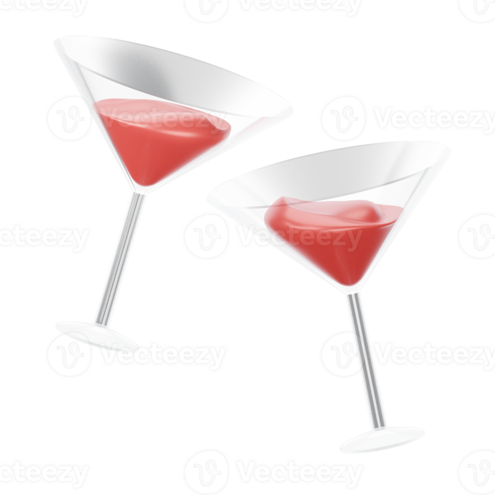 Two martini glasses with red liquid in them png