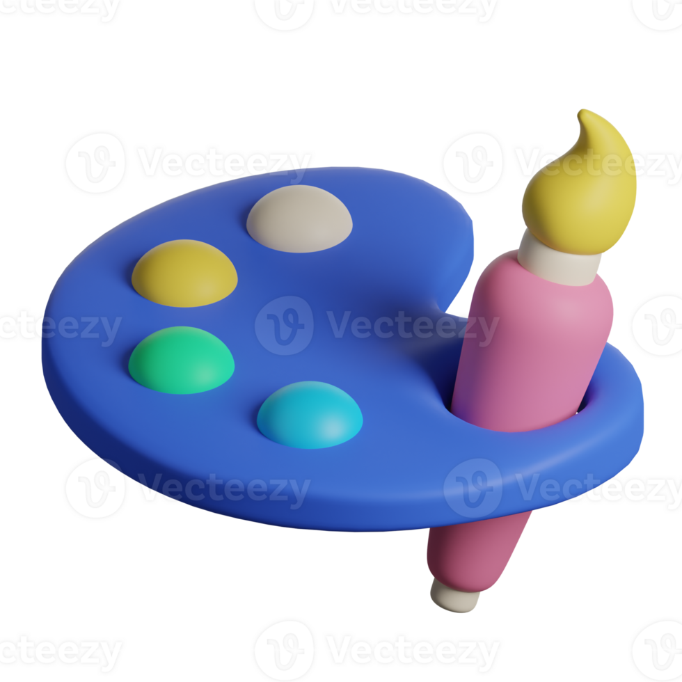 A toy palette with a candle and paintbrush png