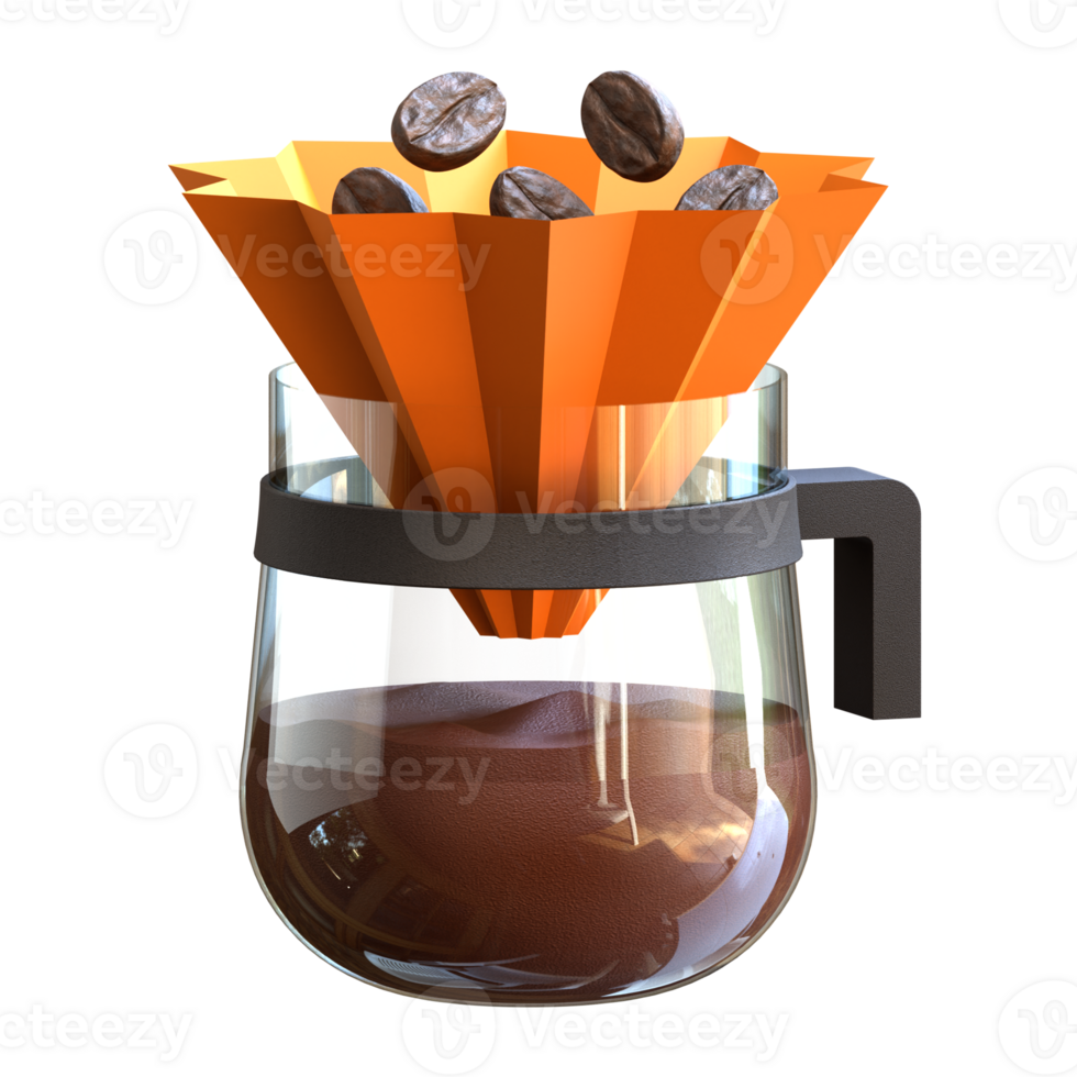A coffee maker with a funnel and coffee beans png