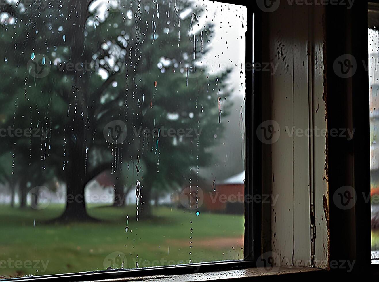 A window with raindrops photo