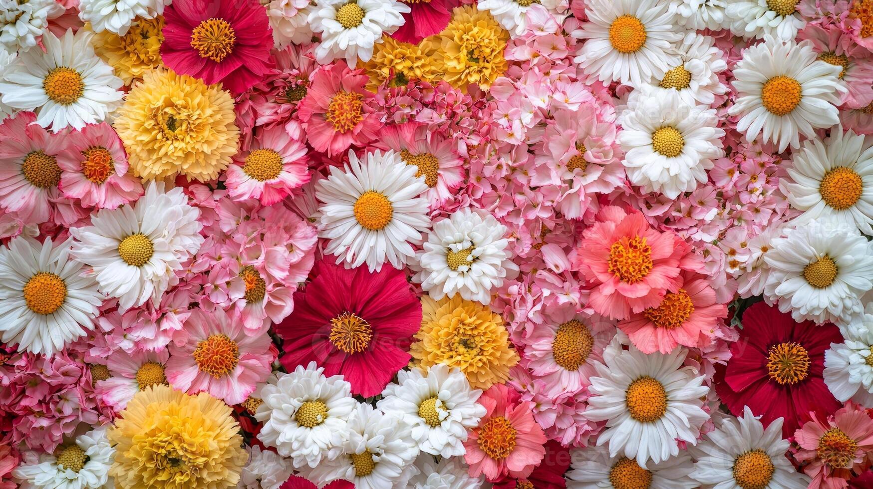 A large group of flowers arranged in a circle photo