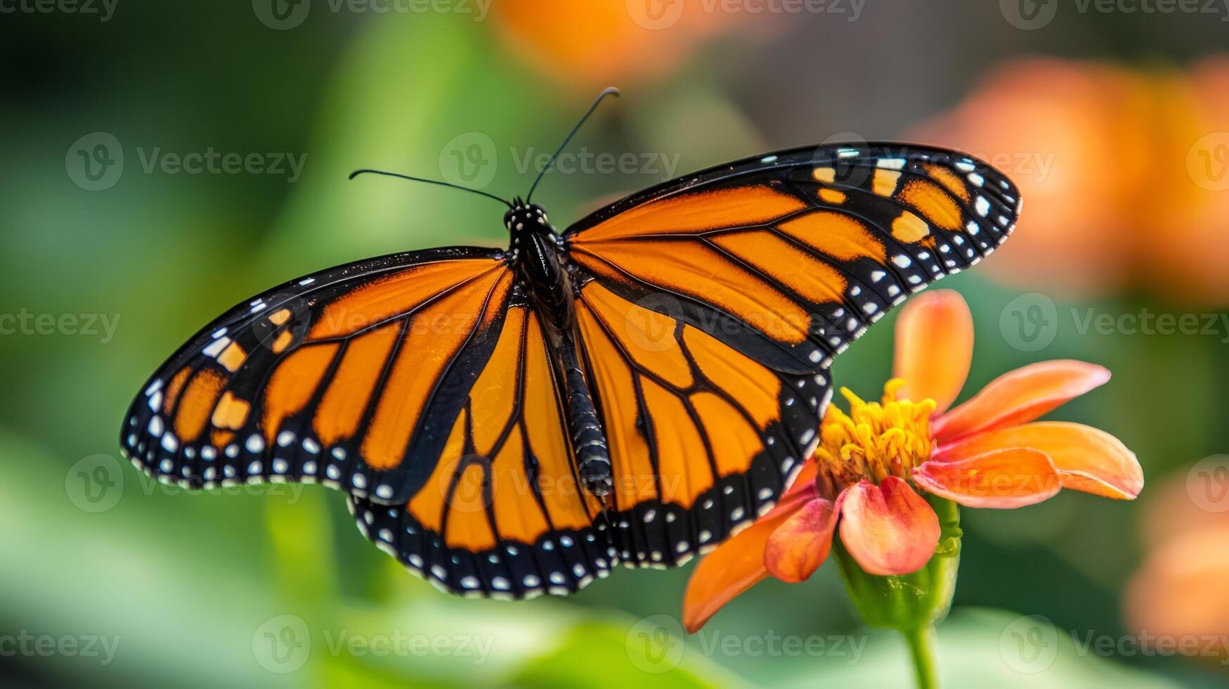 A monarch butterfly is sitting on a flower photo
