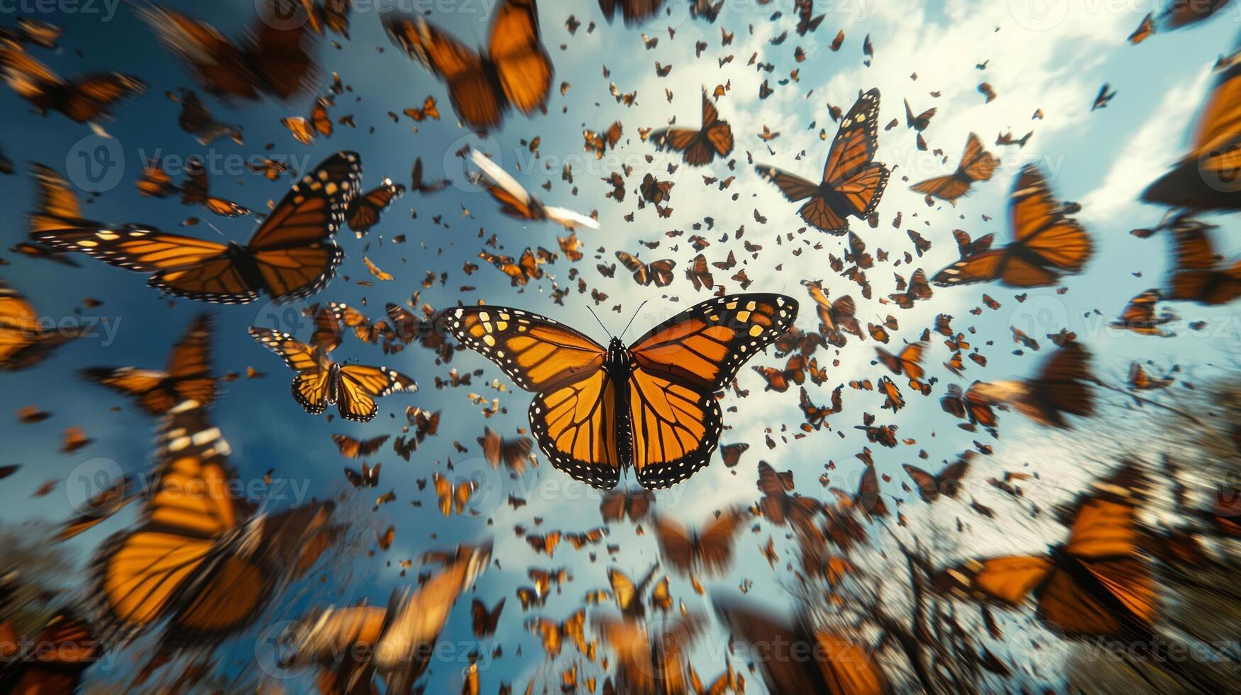 A group of butterflies flying in the air photo