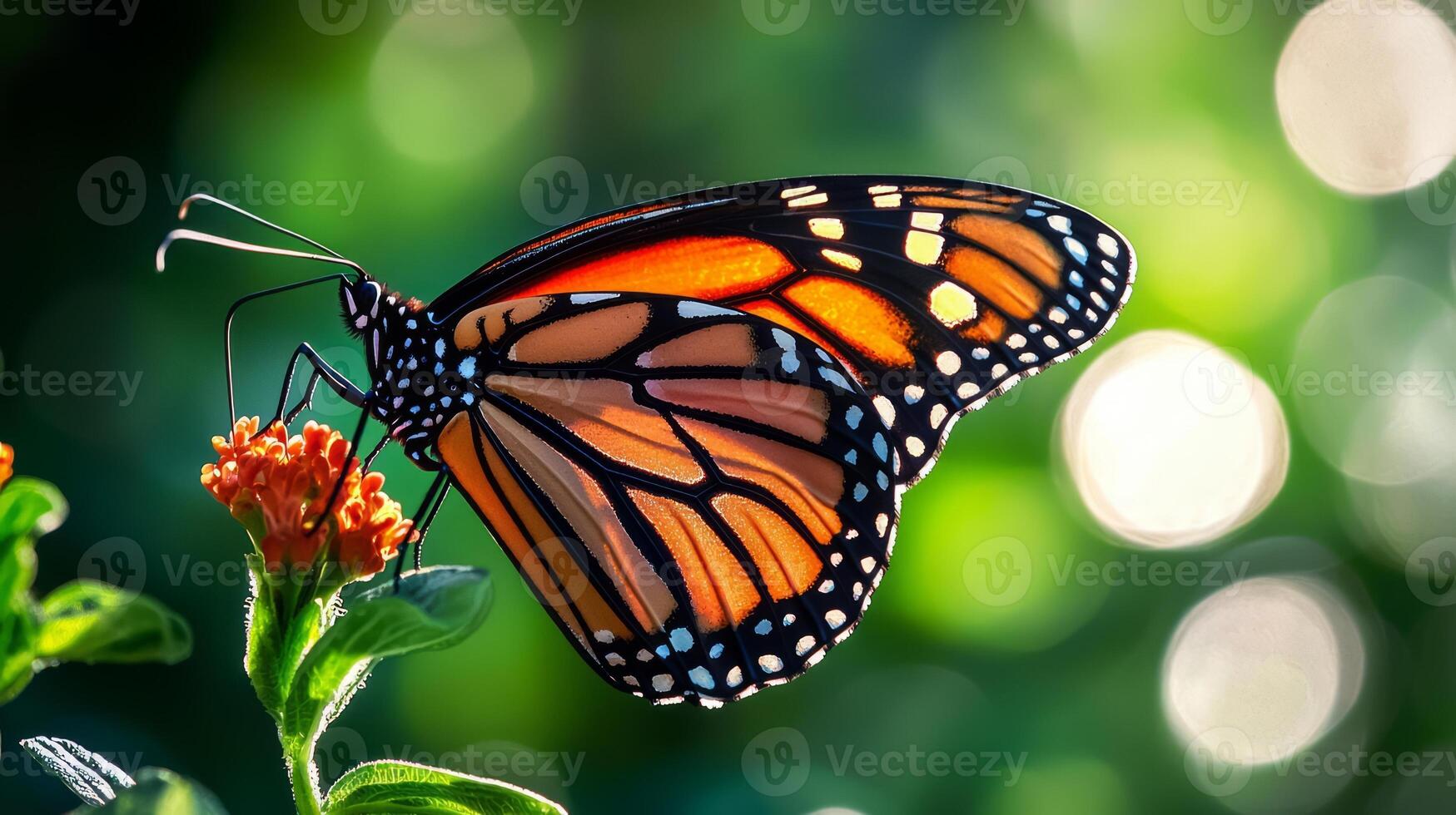 A monarch butterfly is sitting on a flower photo