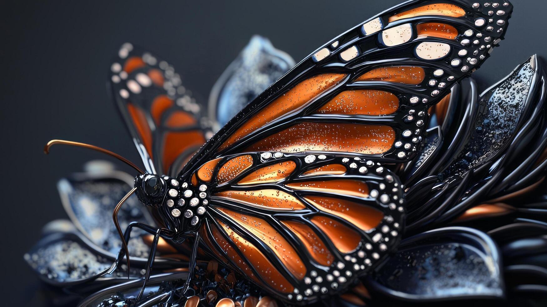 A monarch butterfly is sitting on a flower photo