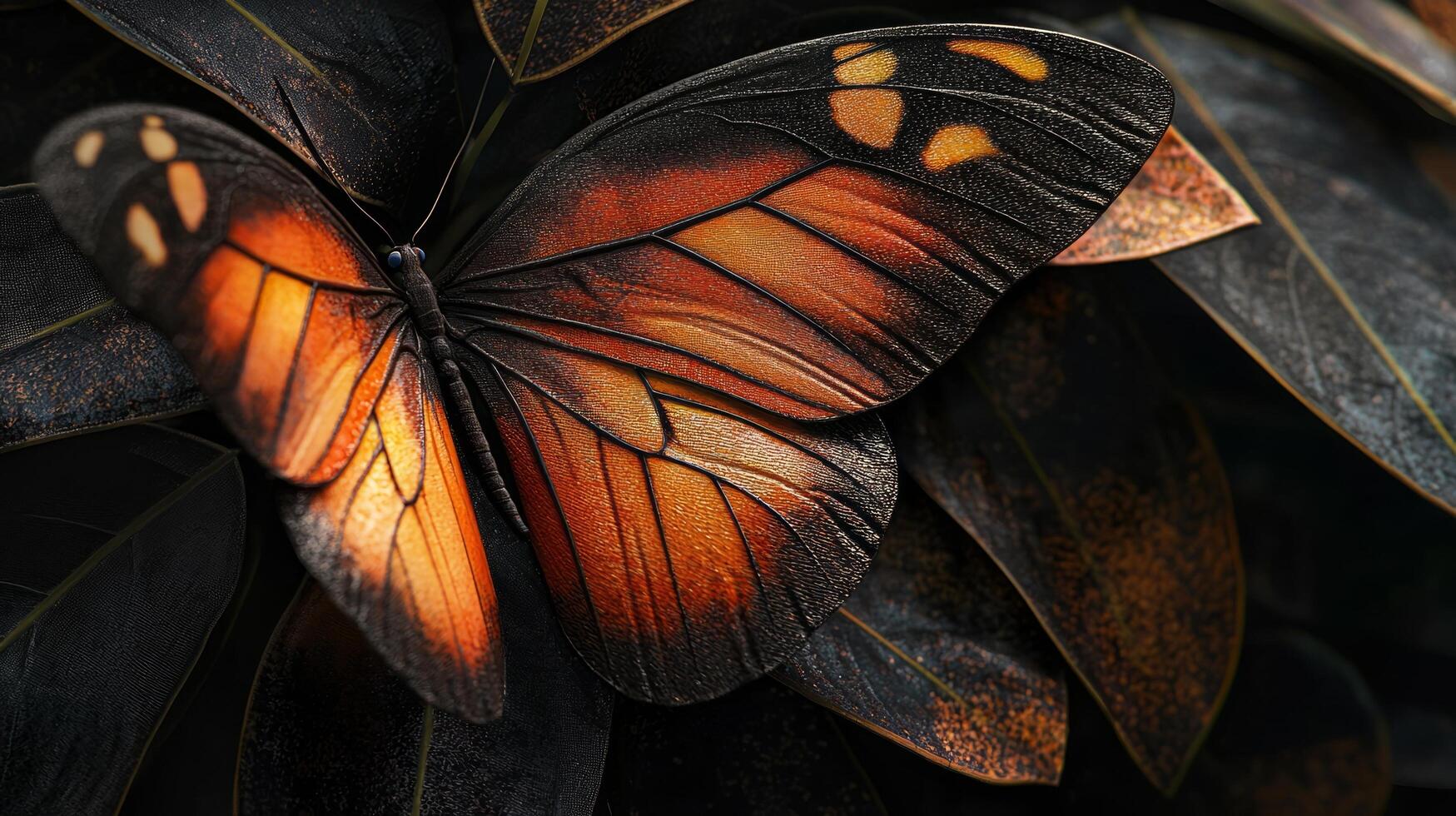 A close up of a butterfly on a leaf photo