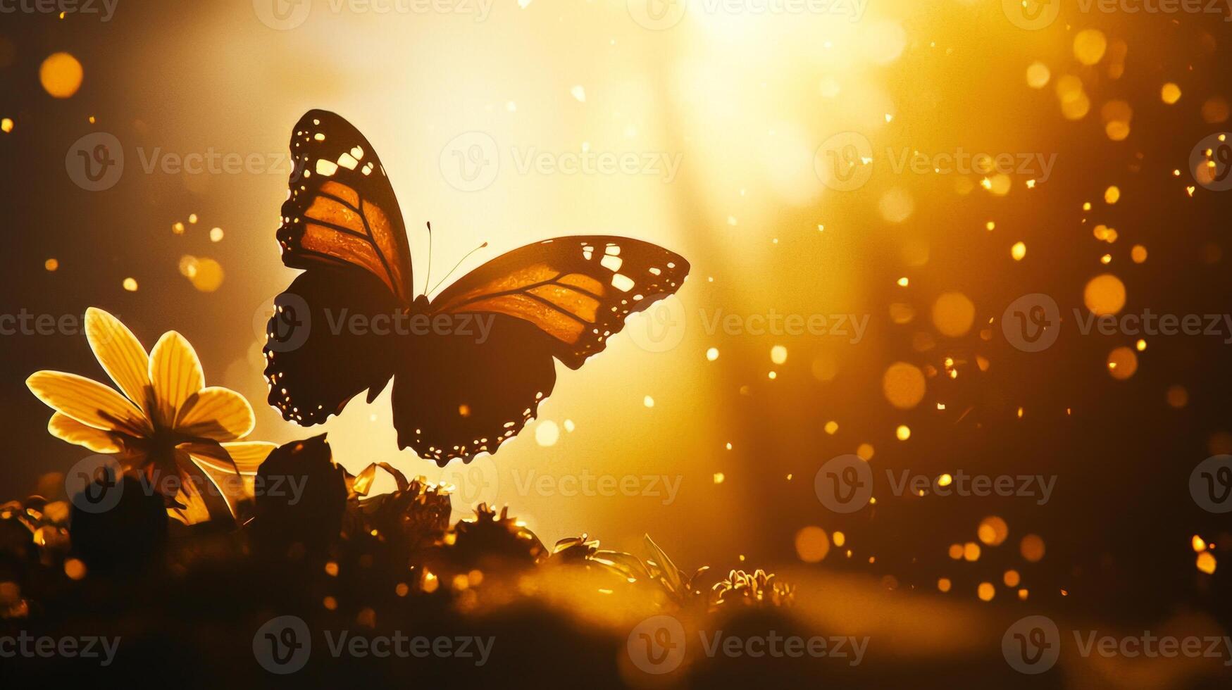 Butterfly on the sun photo